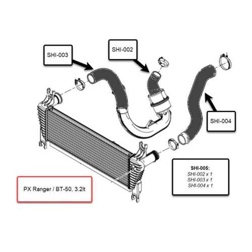 Silicone Intercooler Hose Kit suit Ford PX Ranger Mazda BT50 BT-50 3.2l P5AT 2011-2022