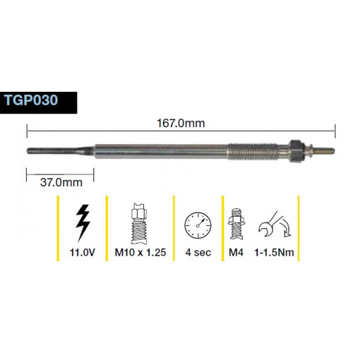 Glow Plug Suit Toyota Hilux 3ltr 1KDFTV KUN26R 2005-2015